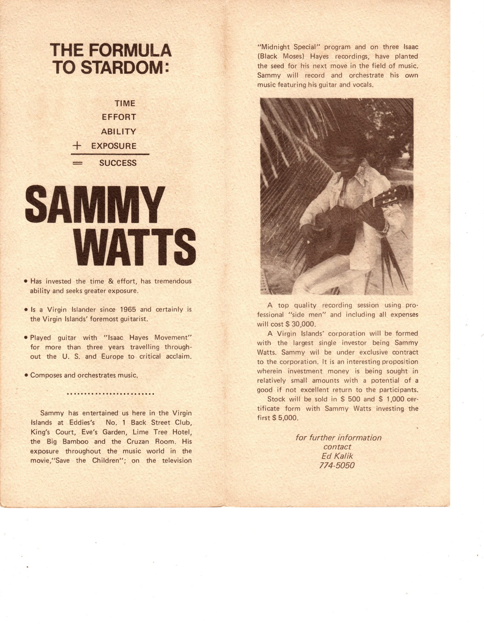 The Formula to Stardom feature on Sammy Watts
